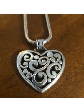 Brighton Silver Swirl Heart Necklace